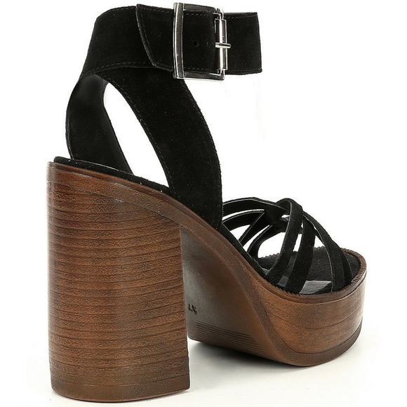 Free People Lanely Suede Platform Heels Black 39 - Picture 5 of 16